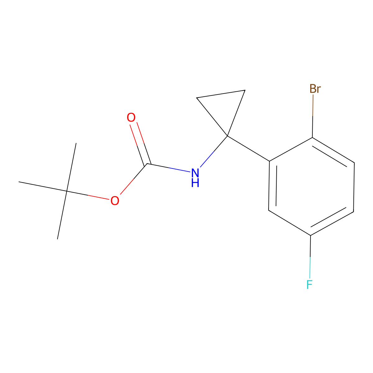 tert-butyl N-[1-(2-bromo-5-fluorophenyl)cyclopropyl]carbamate molecular structure, CAS 2680682-20-4