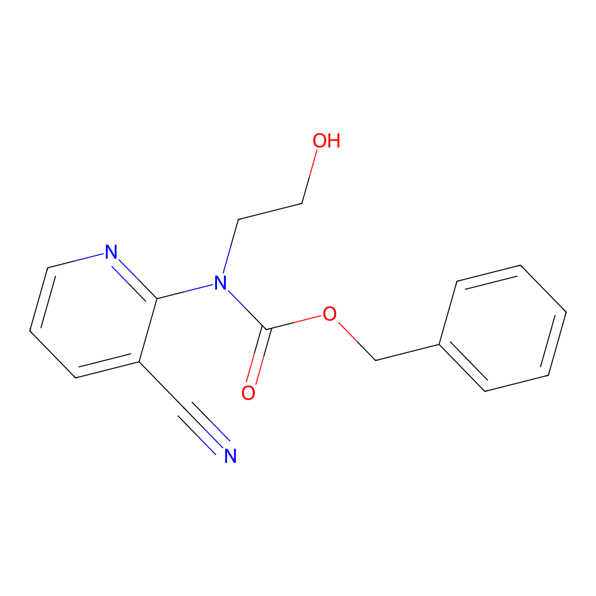 benzyl N-(3-cyanopyridin-2-yl)-N-(2-hydroxyethyl)carbamate molecular structure, CAS 2680682-33-9