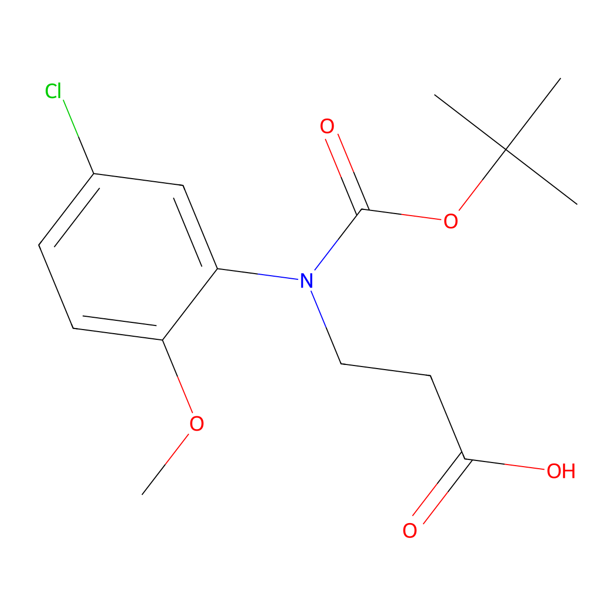 3-{[(Tert-butoxy)carbonyl](5-chloro-2-methoxyphenyl)amino}propanoic acid molecular structure, CAS 2680682-37-3