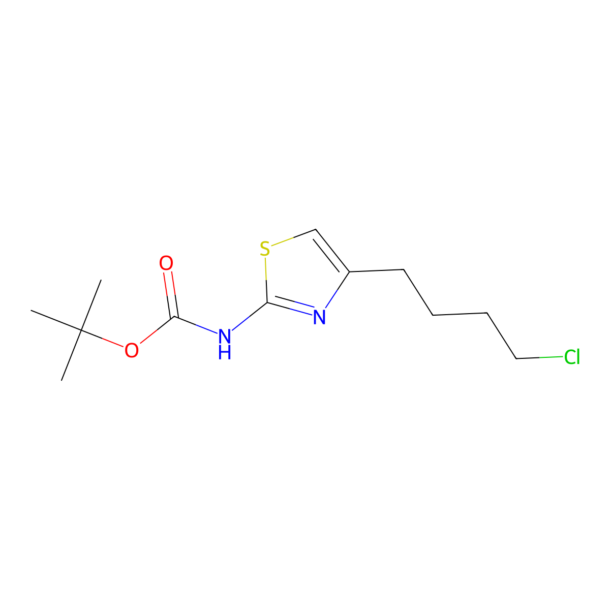 tert-butyl N-[4-(4-chlorobutyl)-1,3-thiazol-2-yl]carbamate molecular structure, CAS 2680682-39-5