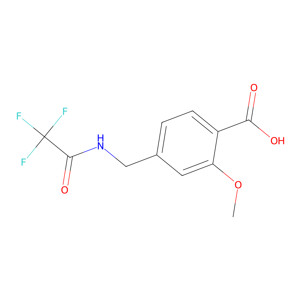 2-Methoxy-4-[(2,2,2-trifluoroacetamido)methyl]benzoic acid molecular structure, CAS 2680682-40-8