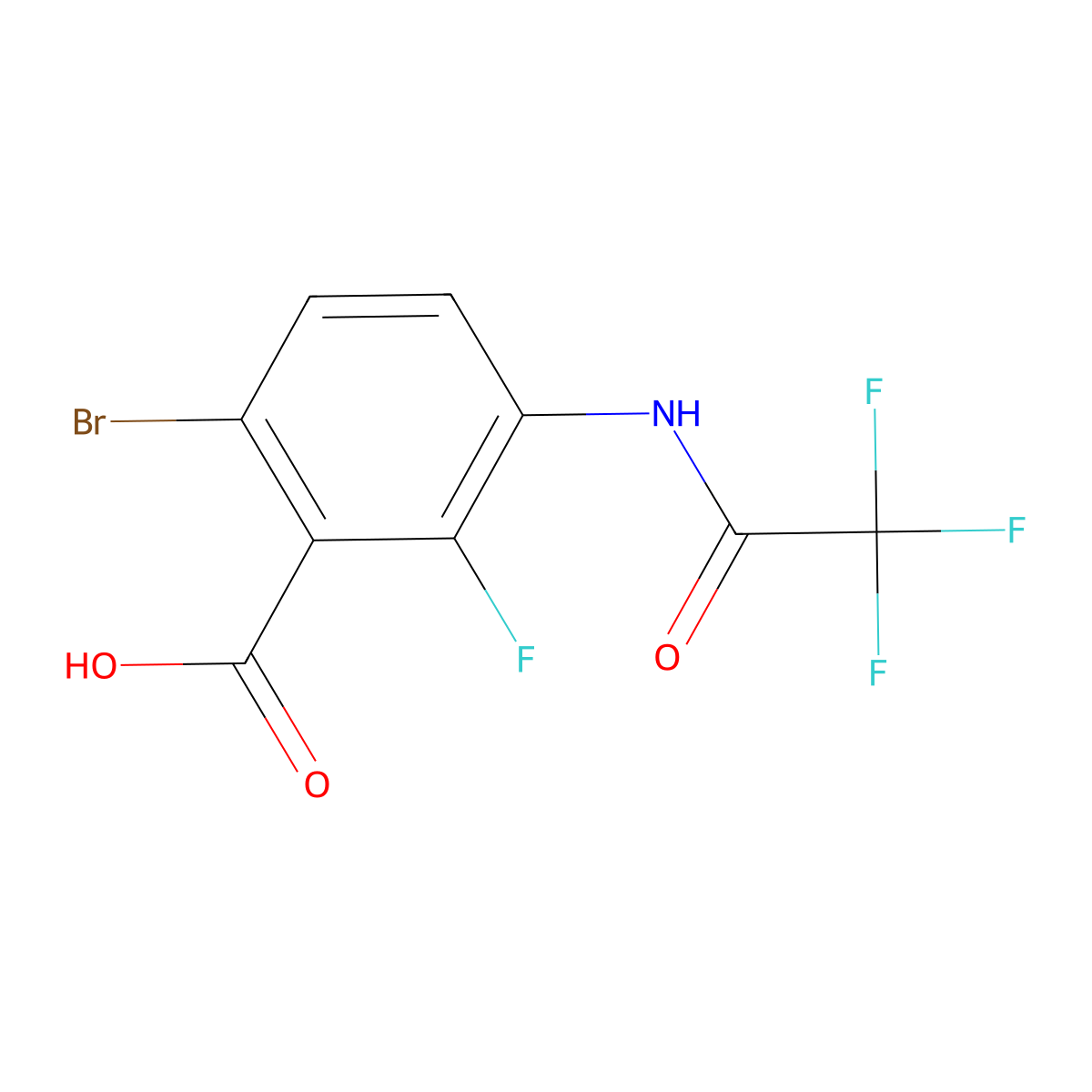 6-Bromo-2-fluoro-3-(2,2,2-trifluoroacetamido)benzoic acid molecular structure, CAS 2680682-42-0