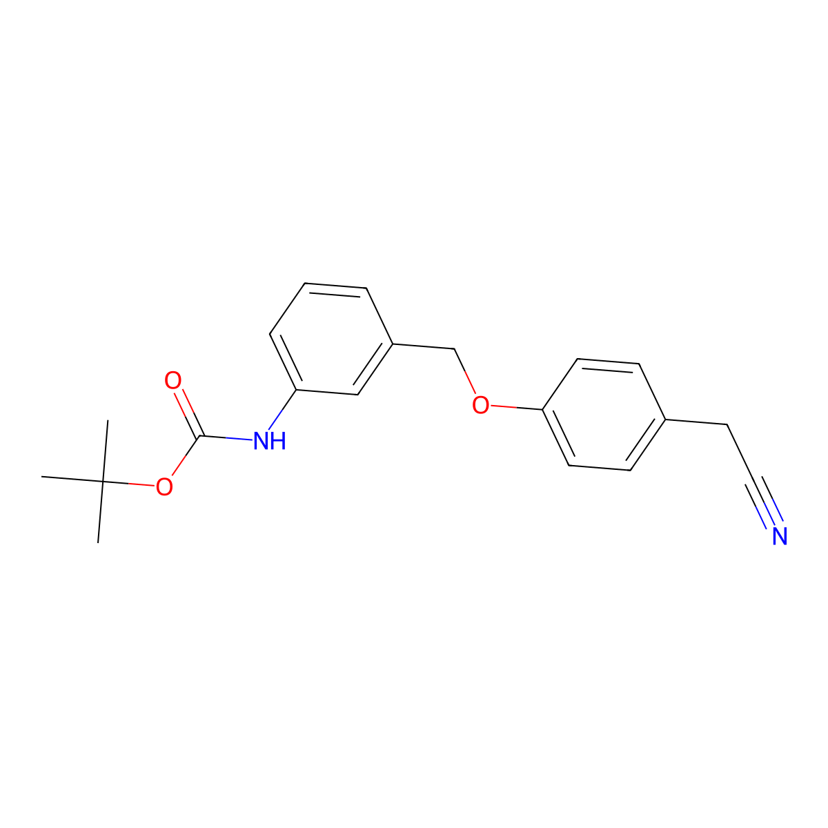 tert-butyl N-(3-{[4-(cyanomethyl)phenoxy]methyl}phenyl)carbamate molecular structure, CAS 2680682-43-1