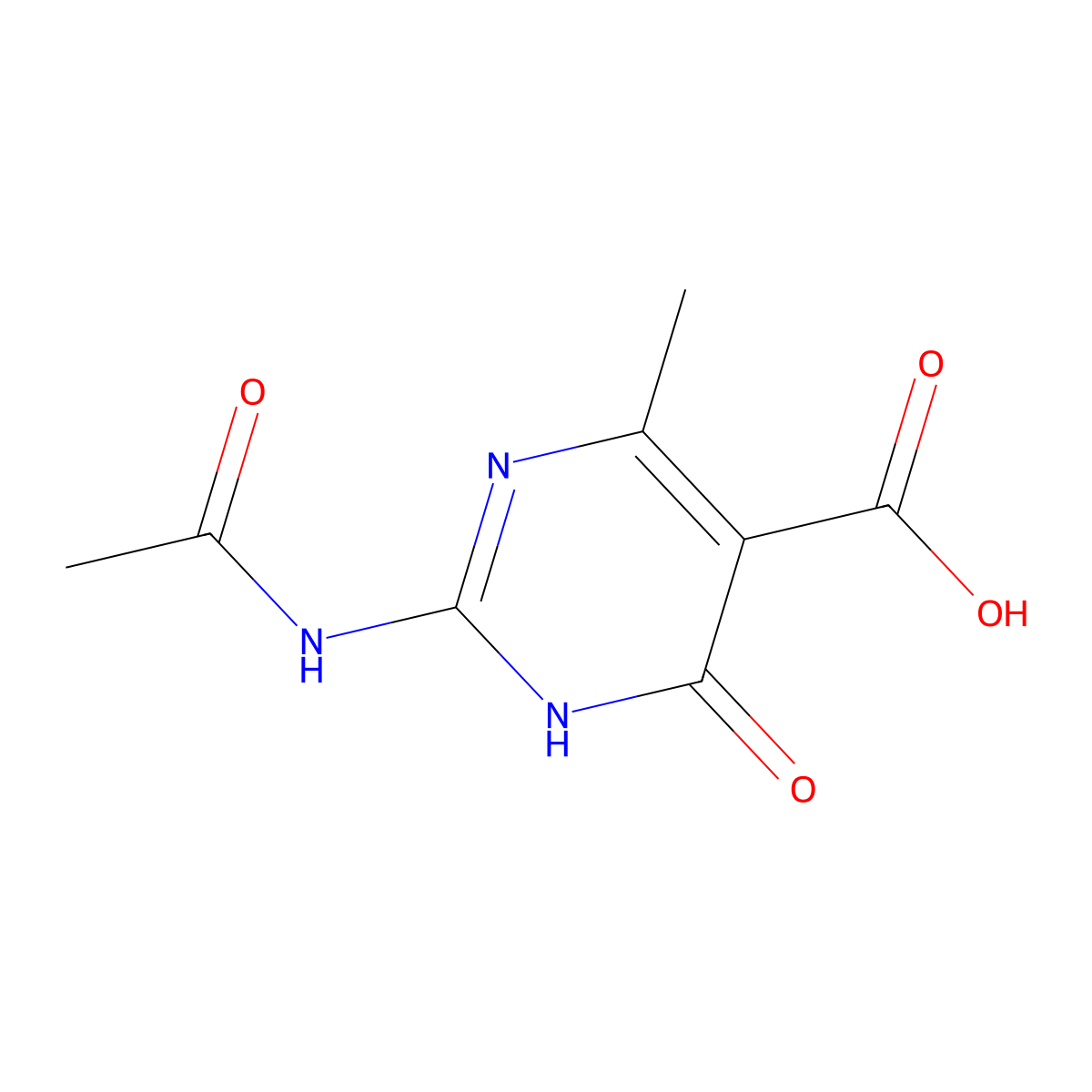 2-Acetamido-4-methyl-6-oxo-1,6-dihydropyrimidine-5-carboxylic acid molecular structure, CAS 2680682-50-0