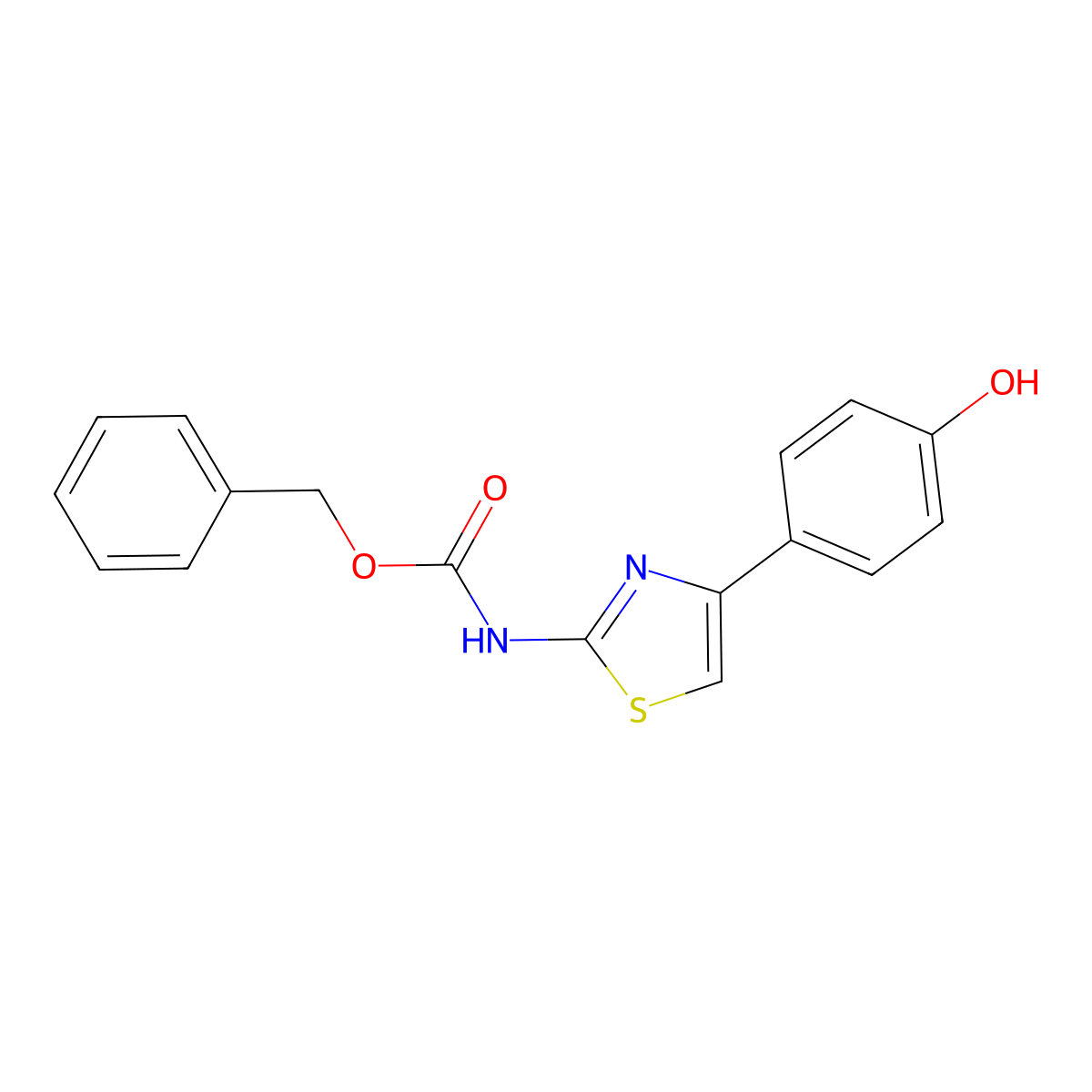 benzyl N-[4-(4-hydroxyphenyl)-1,3-thiazol-2-yl]carbamate molecular structure, CAS 2680682-52-2