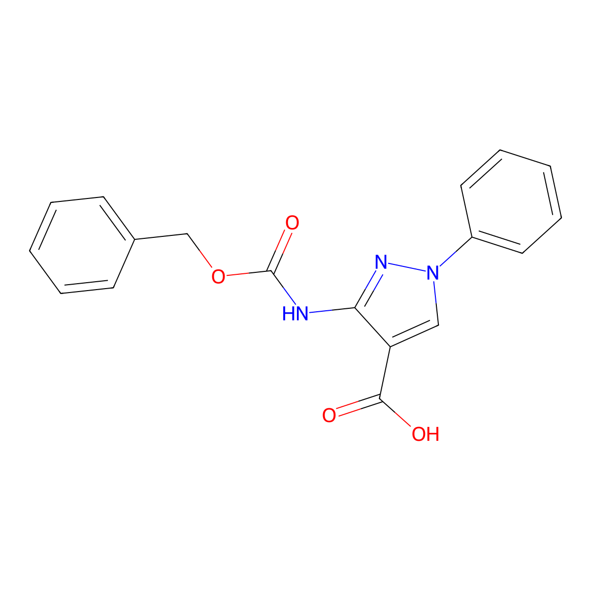 3-{[(benzyloxy)carbonyl]amino}-1-phenyl-1H-pyrazole-4-carboxylic acid molecular structure, CAS 2680682-54-4