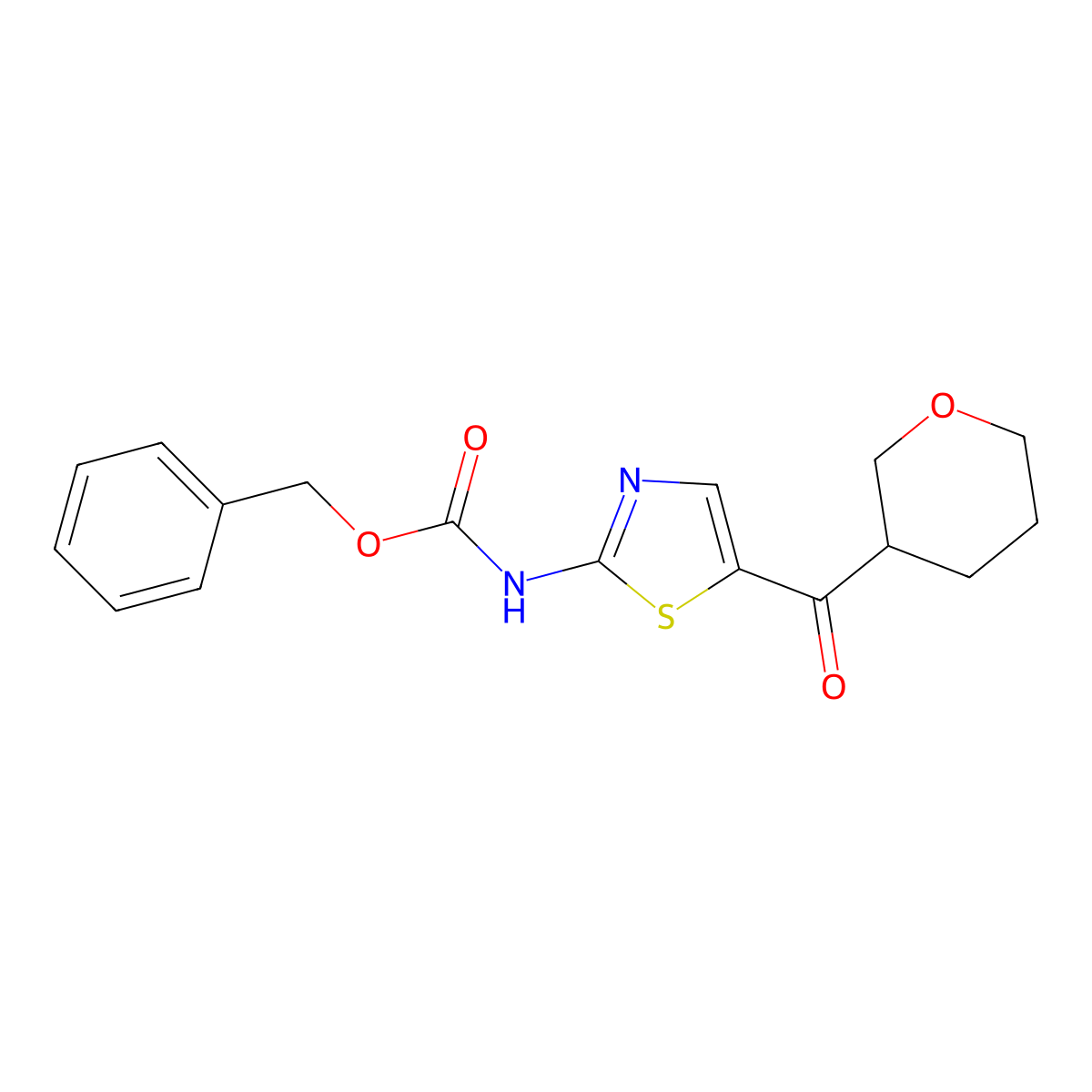 benzyl N-[5-(oxane-3-carbonyl)-1,3-thiazol-2-yl]carbamate molecular structure, CAS 2680682-56-6