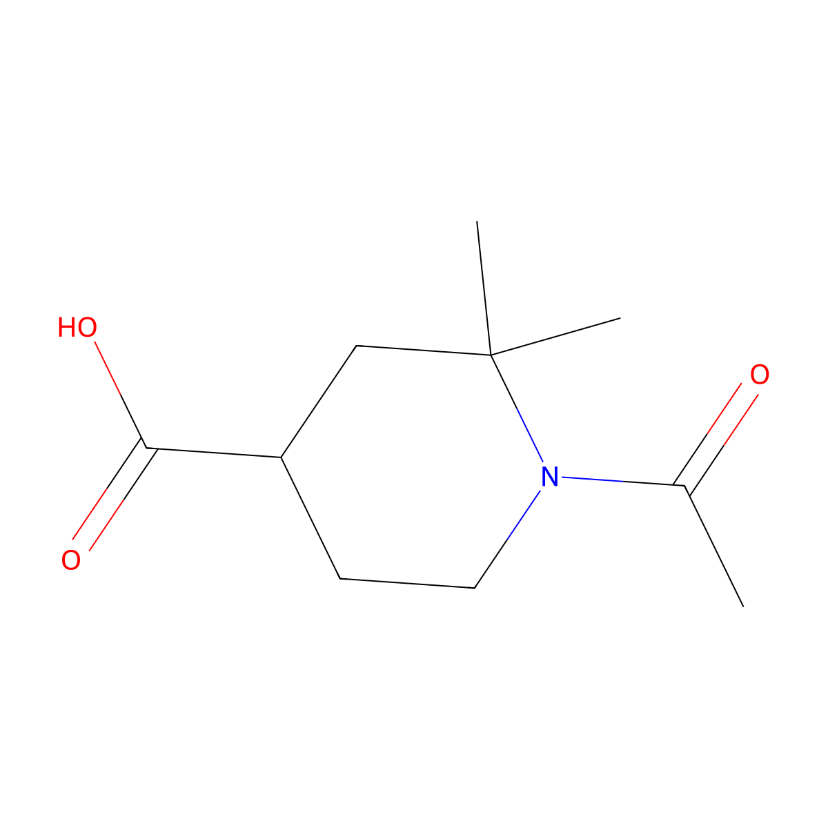 1-Acetyl-2,2-dimethylpiperidine-4-carboxylic acid molecular structure, CAS 2680682-60-2