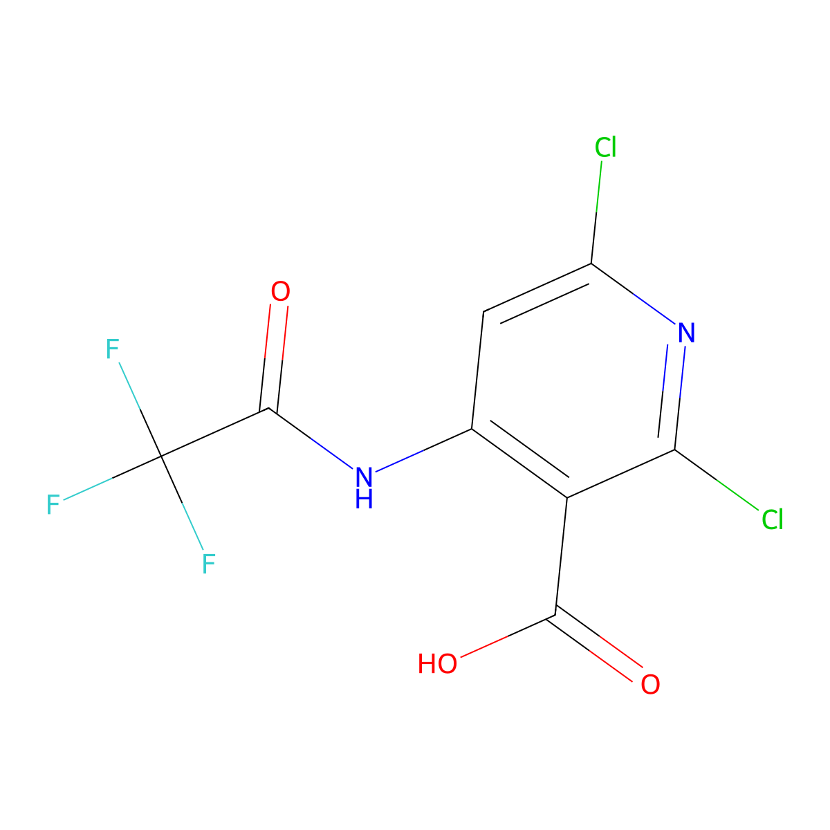 2,6-Dichloro-4-(2,2,2-trifluoroacetamido)pyridine-3-carboxylic acid molecular structure, CAS 2680682-63-5