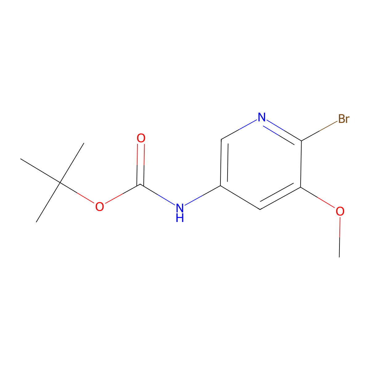 tert-butyl N-(6-bromo-5-methoxypyridin-3-yl)carbamate molecular structure, CAS 2680682-67-9