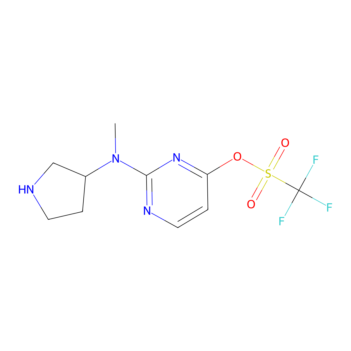 2-[Methyl(pyrrolidin-3-yl)amino]pyrimidin-4-yl trifluoromethanesulfonate molecular structure, CAS 2680682-72-6