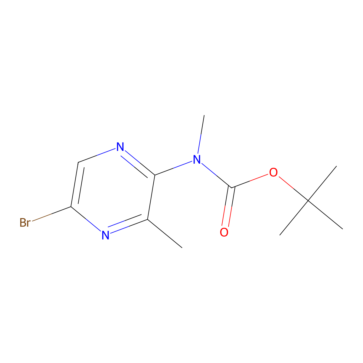 tert-butyl N-(5-bromo-3-methylpyrazin-2-yl)-N-methylcarbamate molecular structure, CAS 2680682-83-9