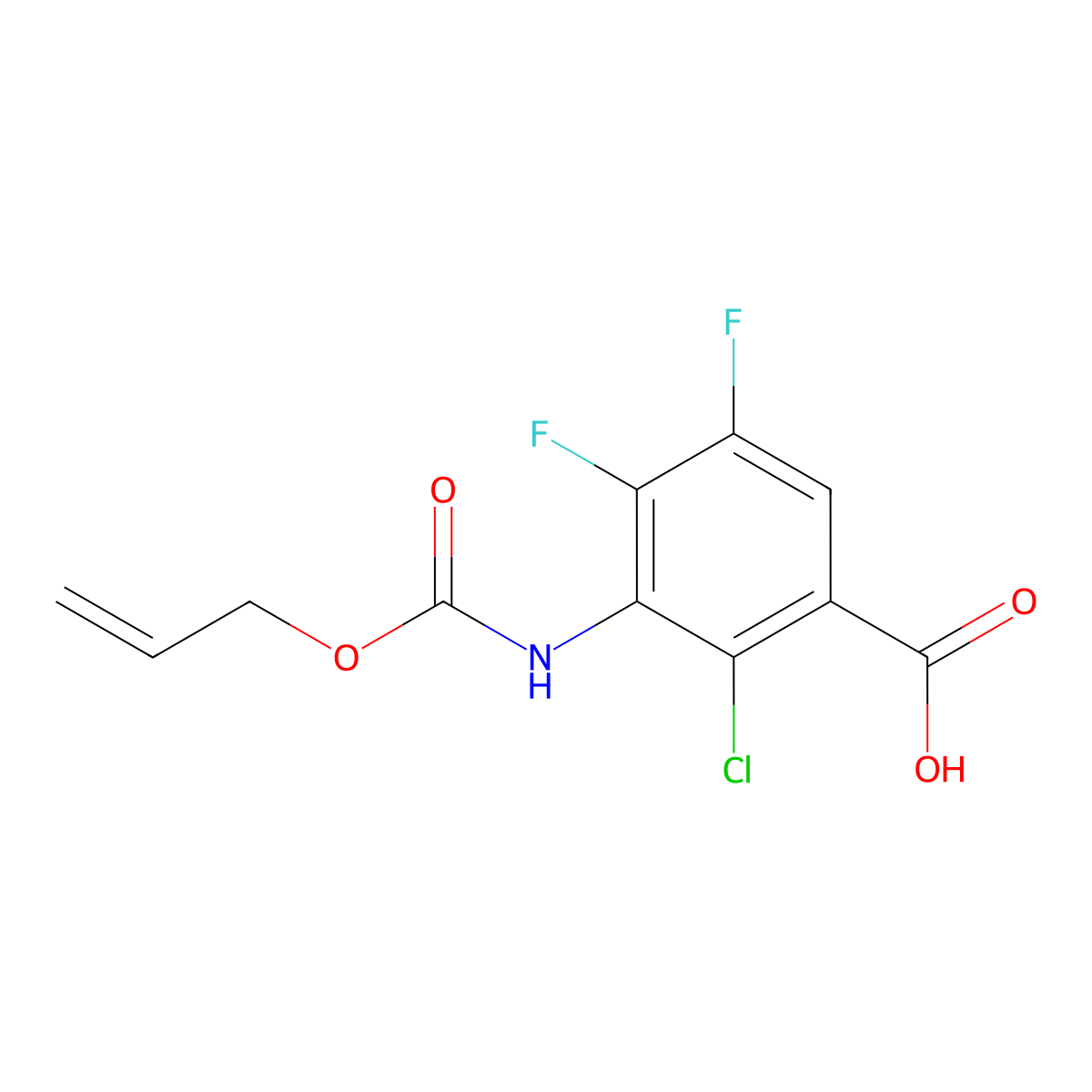 2-Chloro-4,5-difluoro-3-{[(prop-2-en-1-yloxy)carbonyl]amino}benzoic acid molecular structure, CAS 2680682-85-1