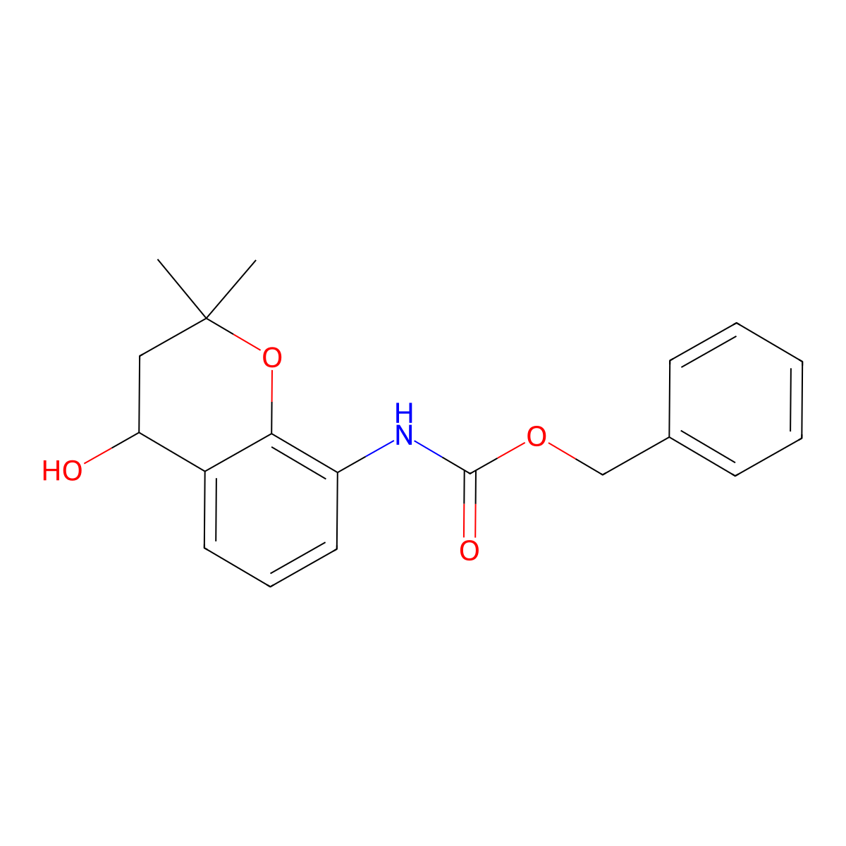 benzyl N-(4-hydroxy-2,2-dimethyl-3,4-dihydro-2H-1-benzopyran-8-yl)carbamate molecular structure, CAS 2680682-88-4