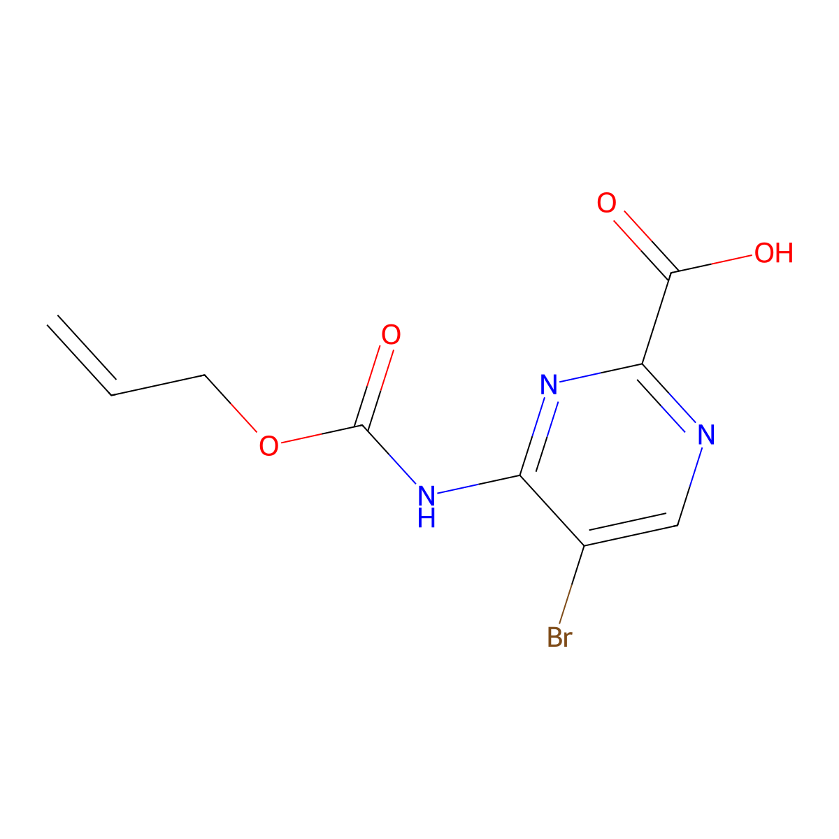 5-Bromo-4-{[(prop-2-en-1-yloxy)carbonyl]amino}pyrimidine-2-carboxylic acid molecular structure, CAS 2680682-94-2