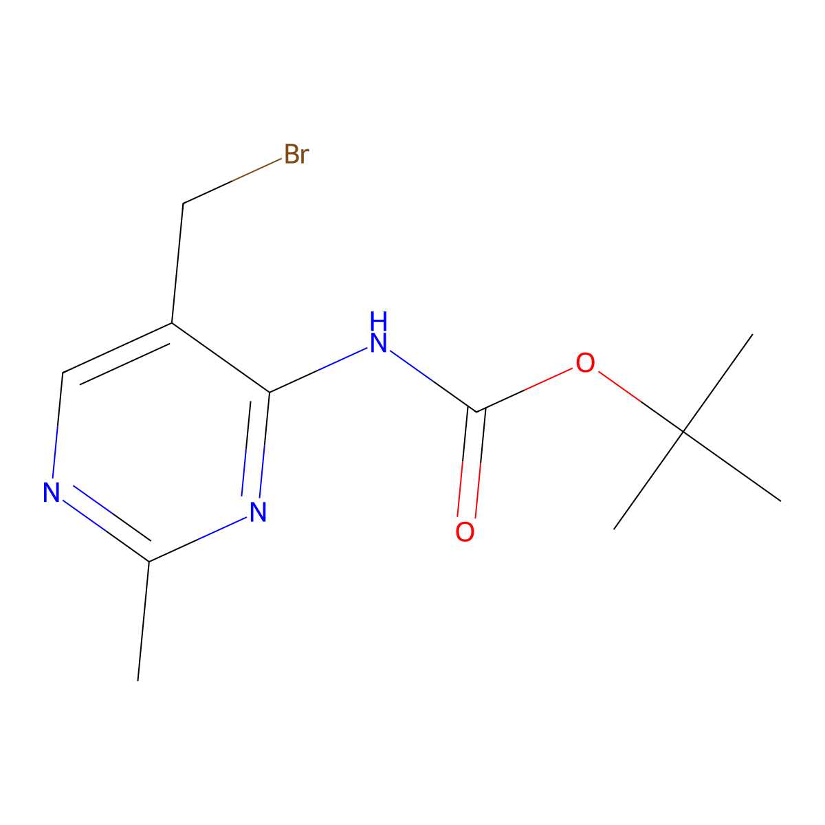 tert-butyl N-[5-(bromomethyl)-2-methylpyrimidin-4-yl]carbamate molecular structure, CAS 2680683-01-4