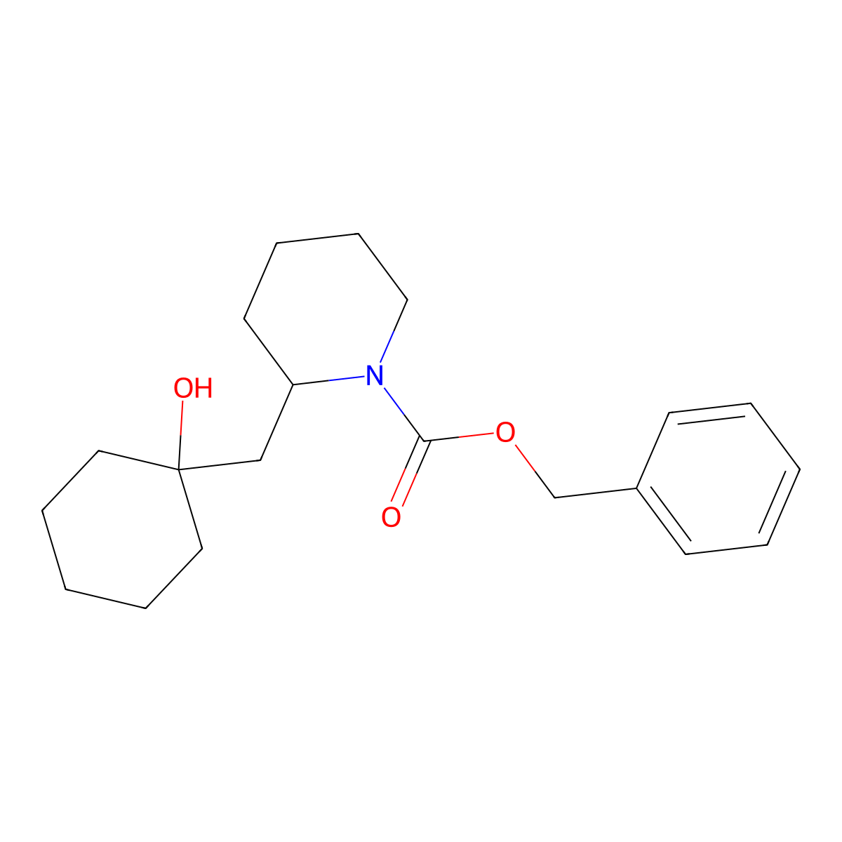 Benzyl 2-[(1-hydroxycyclohexyl)methyl]piperidine-1-carboxylate molecular structure, CAS 2680683-04-7