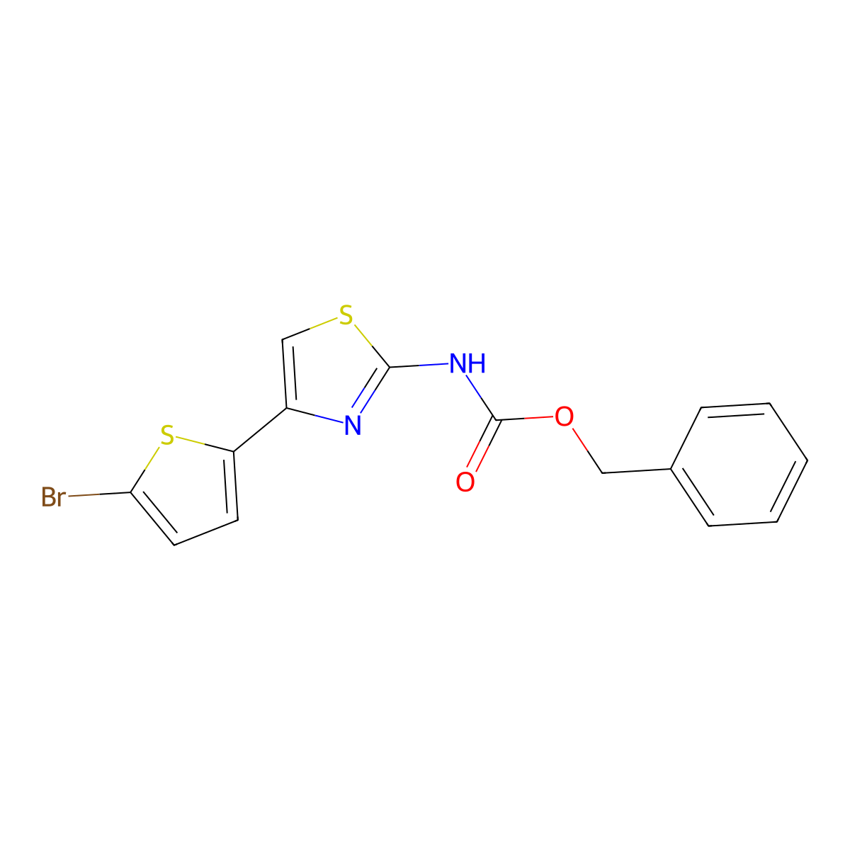 benzyl N-[4-(5-bromothiophen-2-yl)-1,3-thiazol-2-yl]carbamate molecular structure, CAS 2680683-08-1