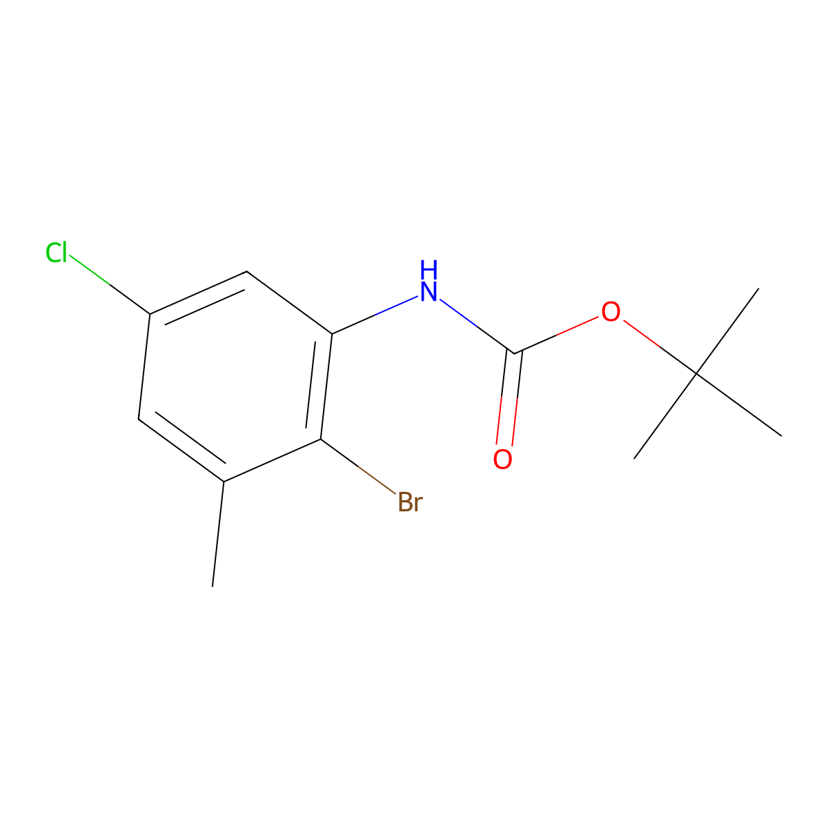 tert-butyl N-(2-bromo-5-chloro-3-methylphenyl)carbamate molecular structure, CAS 2680683-24-1