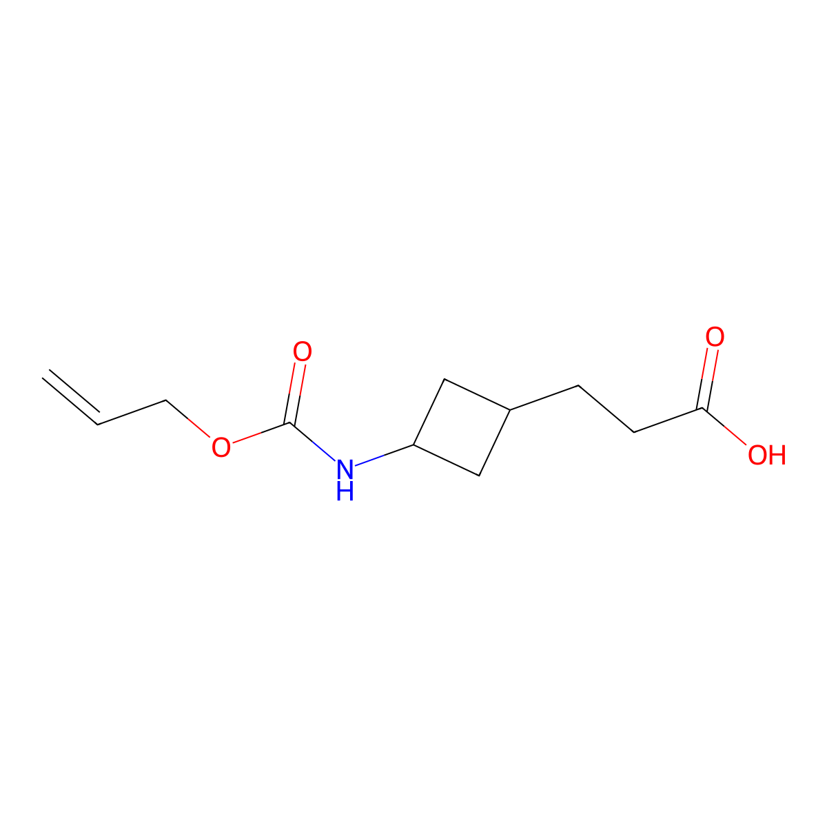 3-(3-{[(Prop-2-en-1-yloxy)carbonyl]amino}cyclobutyl)propanoic acid molecular structure, CAS 2680683-28-5