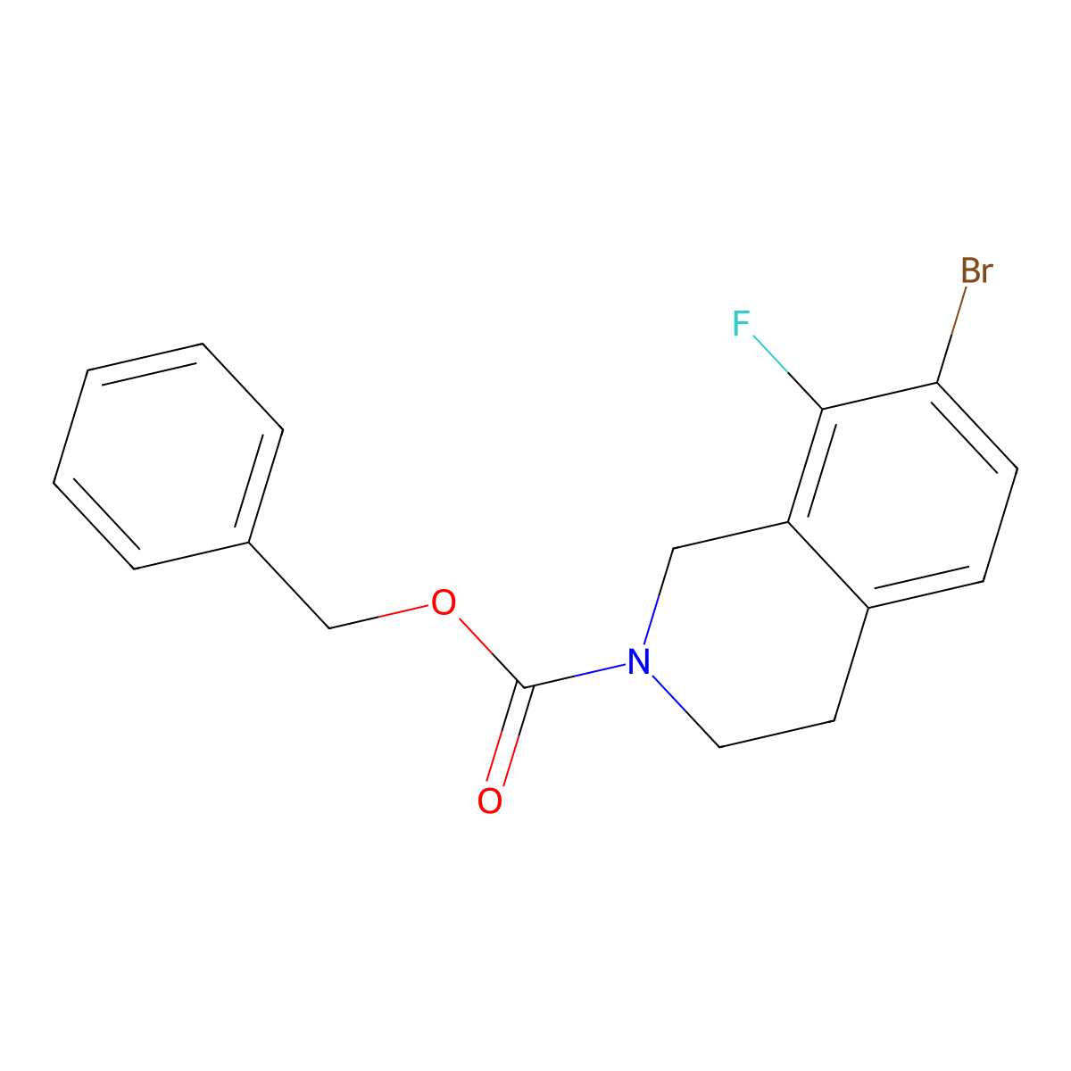 Benzyl 7-bromo-8-fluoro-1,2,3,4-tetrahydroisoquinoline-2-carboxylate molecular structure, CAS 2680683-29-6