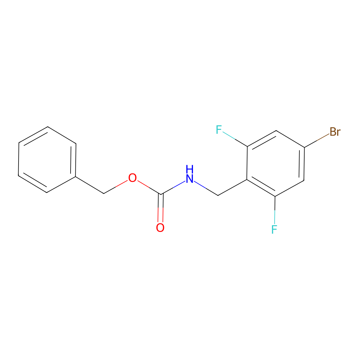 benzyl N-[(4-bromo-2,6-difluorophenyl)methyl]carbamate molecular structure, CAS 2680683-44-5