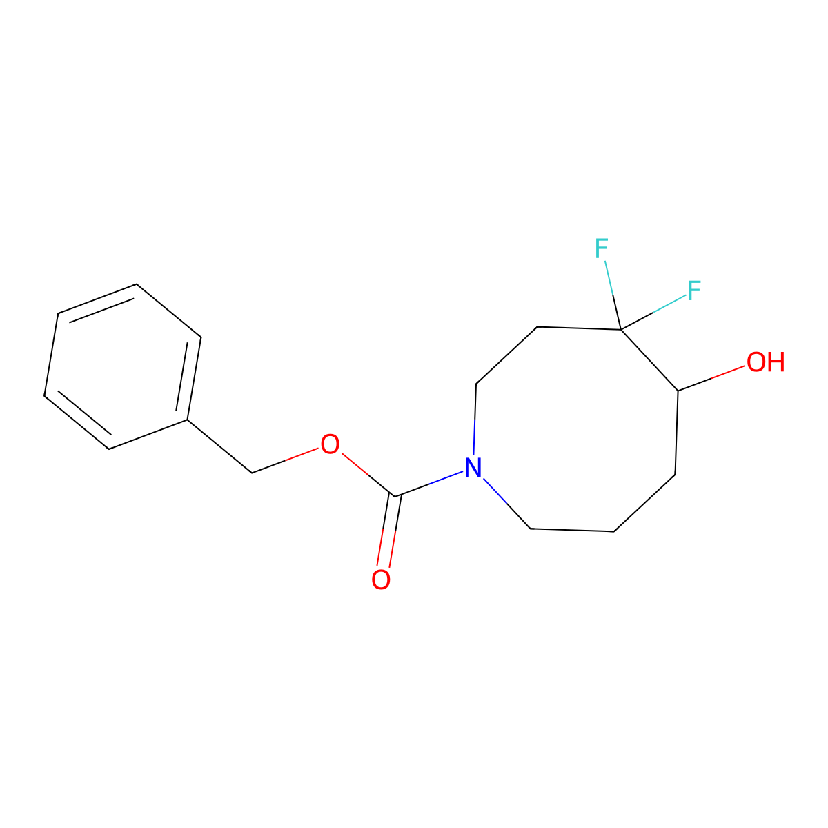 Benzyl 4,4-difluoro-5-hydroxyazocane-1-carboxylate molecular structure, CAS 2680683-47-8