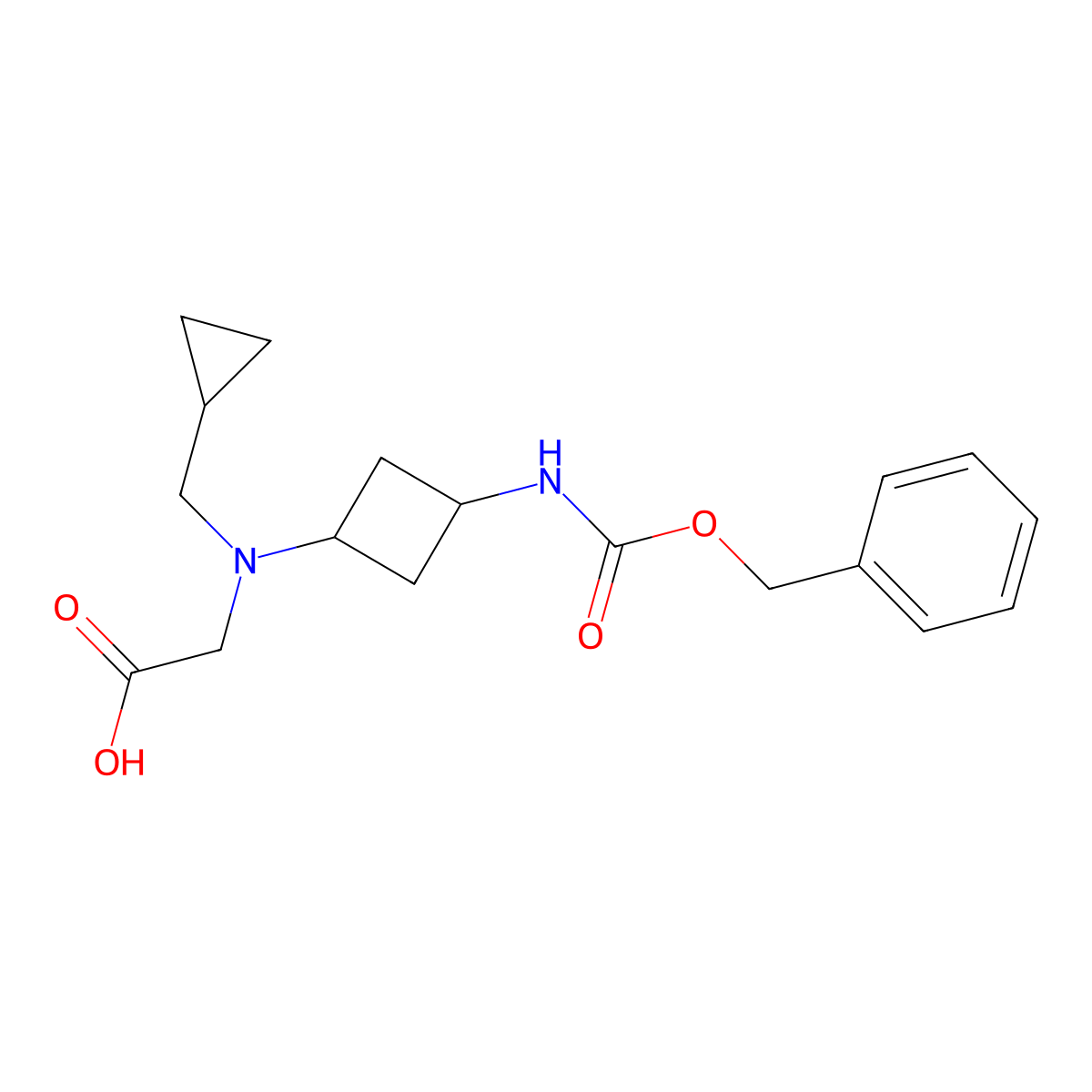 2-[(3-{[(Benzyloxy)carbonyl]amino}cyclobutyl)(cyclopropylmethyl)amino]acetic acid molecular structure, CAS 2680683-59-2