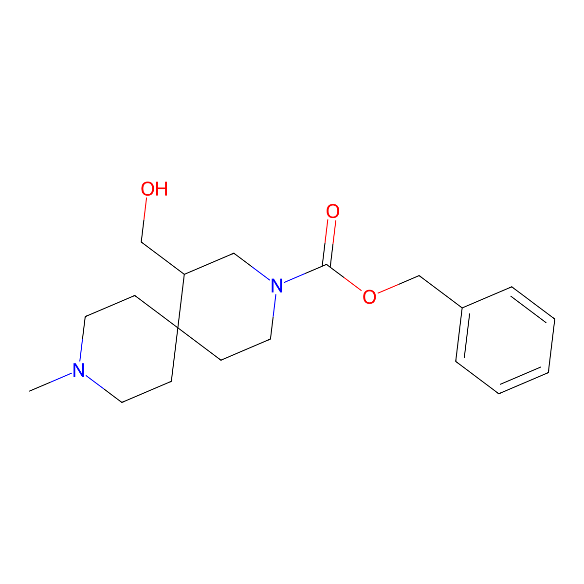 Benzyl 1-(hydroxymethyl)-9-methyl-3,9-diazaspiro[5.5]undecane-3-carboxylate molecular structure, CAS 2680683-61-6