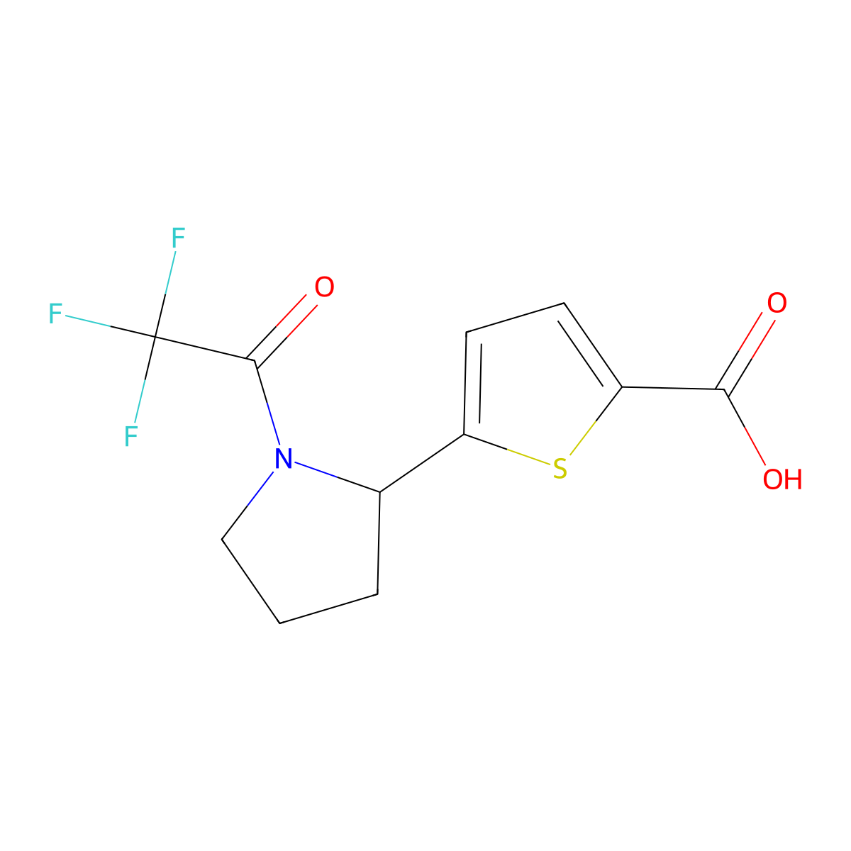 5-[1-(2,2,2-Trifluoroacetyl)pyrrolidin-2-yl]thiophene-2-carboxylic acid molecular structure, CAS 2680683-67-2