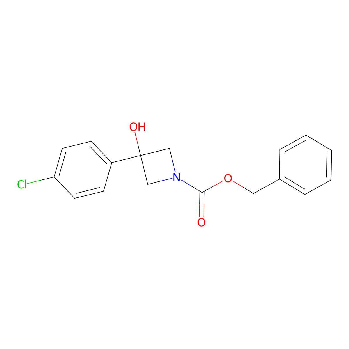 Benzyl 3-(4-chlorophenyl)-3-hydroxyazetidine-1-carboxylate molecular structure, CAS 2680683-81-0