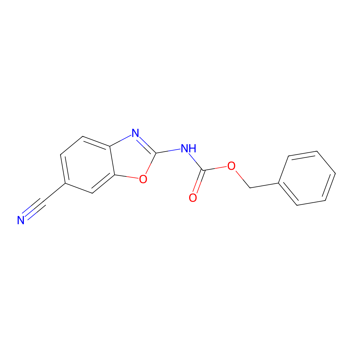benzyl N-(6-cyano-1,3-benzoxazol-2-yl)carbamate molecular structure, CAS 2680683-82-1
