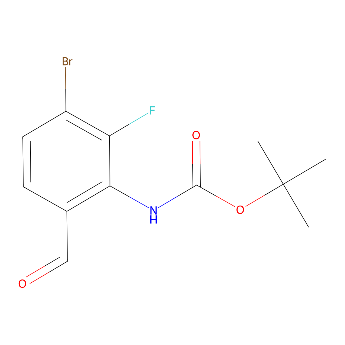 tert-butyl N-(3-bromo-2-fluoro-6-formylphenyl)carbamate molecular structure, CAS 2680683-87-6