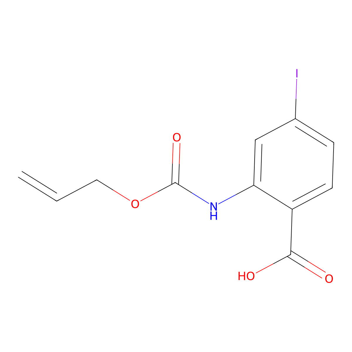 4-Iodo-2-{[(prop-2-en-1-yloxy)carbonyl]amino}benzoic acid molecular structure, CAS 2680683-89-8