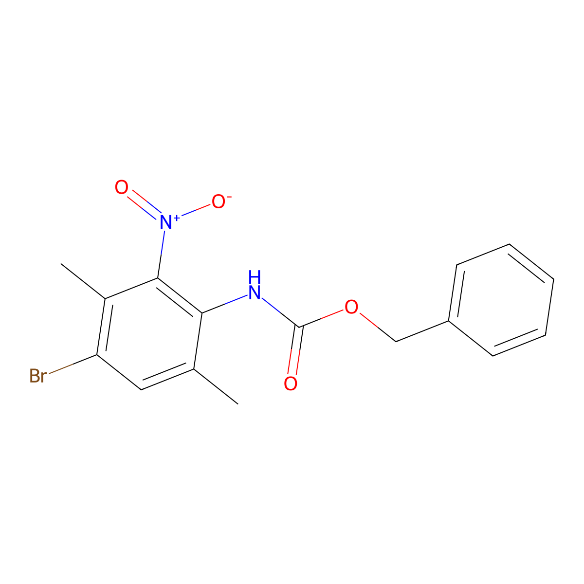 benzyl N-(4-bromo-3,6-dimethyl-2-nitrophenyl)carbamate molecular structure, CAS 2680683-96-7