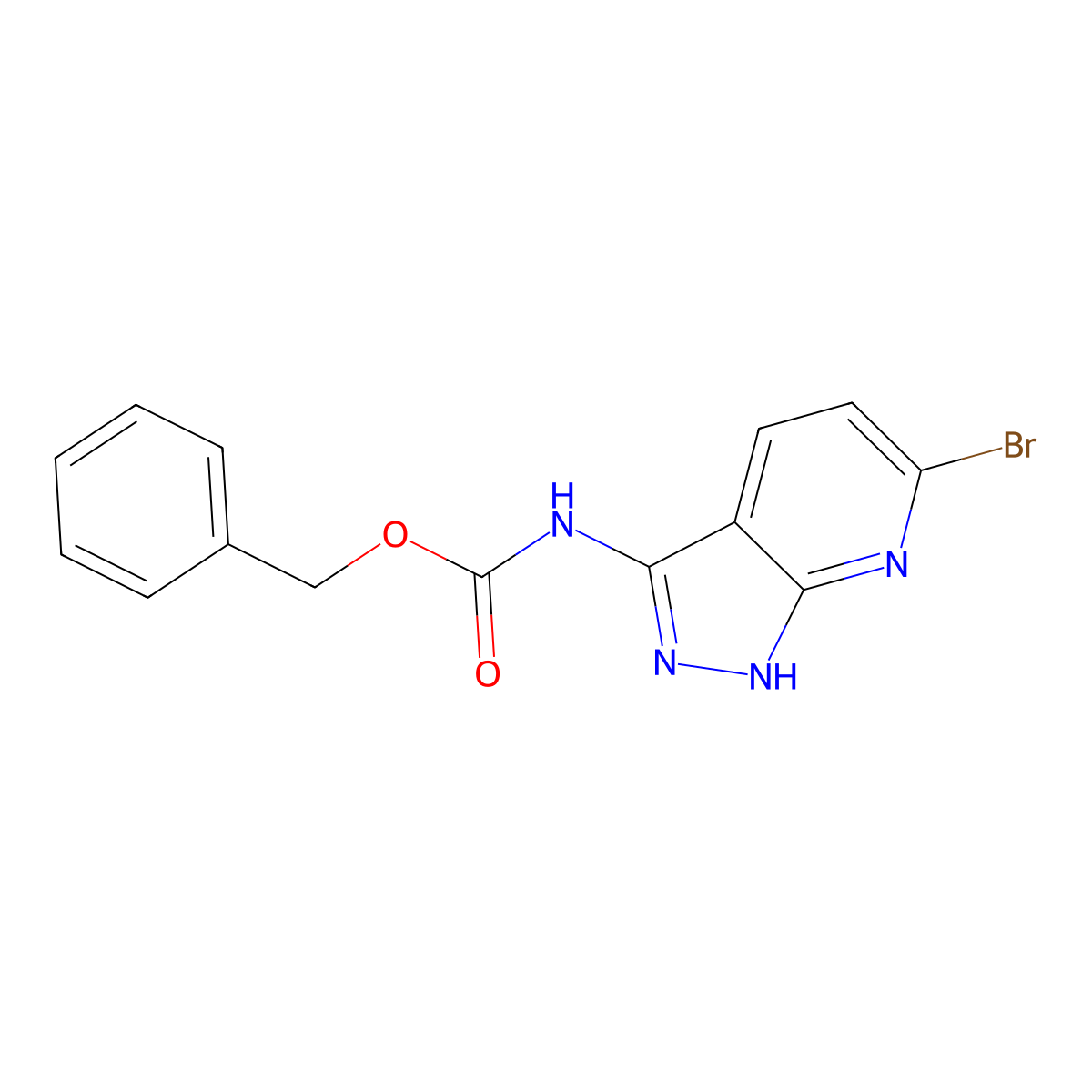benzyl N-{6-bromo-1H-pyrazolo[3,4-b]pyridin-3-yl}carbamate molecular structure, CAS 2680683-97-8