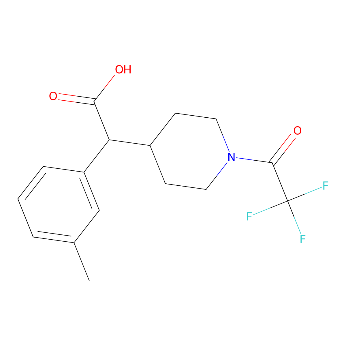 2-(3-Methylphenyl)-2-[1-(2,2,2-trifluoroacetyl)piperidin-4-yl]acetic acid molecular structure, CAS 2680684-01-7