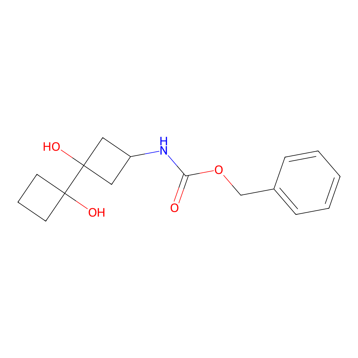 benzyl N-[3-hydroxy-3-(1-hydroxycyclobutyl)cyclobutyl]carbamate molecular structure, CAS 2680684-18-6
