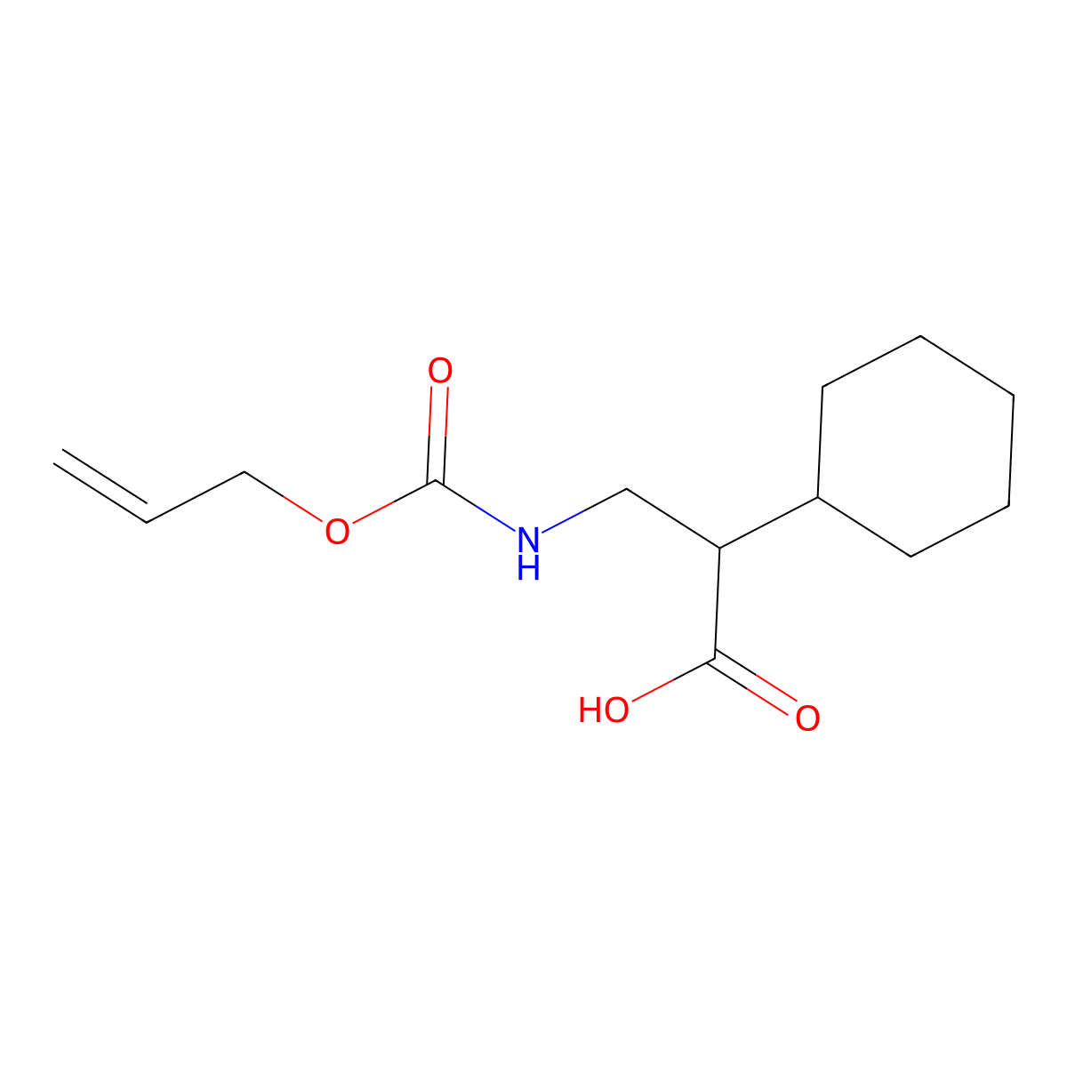 2-Cyclohexyl-3-{[(prop-2-en-1-yloxy)carbonyl]amino}propanoic acid molecular structure, CAS 2680684-19-7