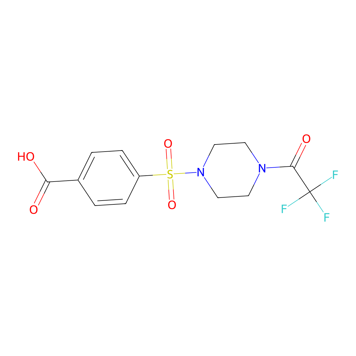 4-{[4-(2,2,2-Trifluoroacetyl)piperazin-1-yl]sulfonyl}benzoic acid molecular structure, CAS 2680684-21-1
