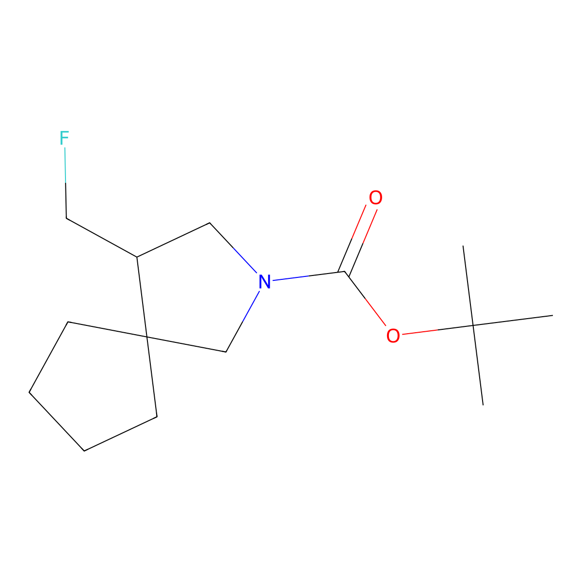 Tert-butyl 4-(fluoromethyl)-2-azaspiro[4.4]nonane-2-carboxylate molecular structure, CAS 2680684-23-3