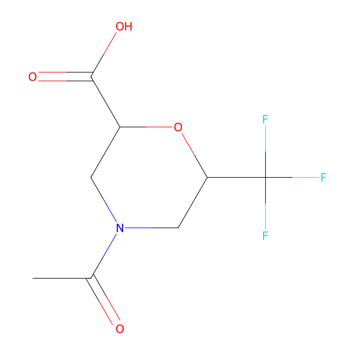 4-Acetyl-6-(trifluoromethyl)morpholine-2-carboxylic acid molecular structure, CAS 2680684-26-6
