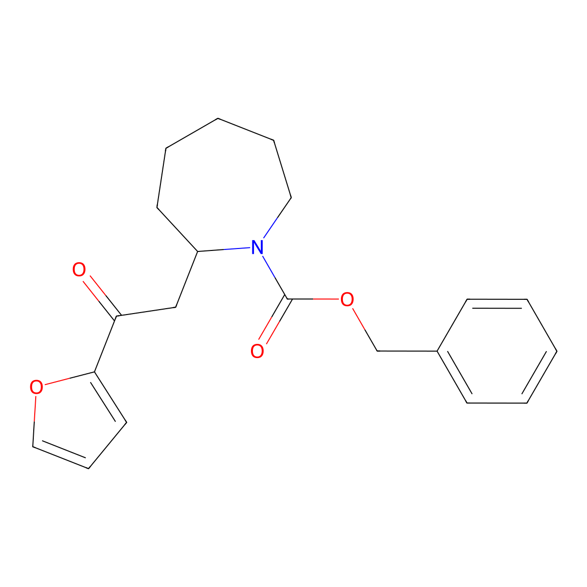 Benzyl 2-[2-(furan-2-yl)-2-oxoethyl]azepane-1-carboxylate molecular structure, CAS 2680684-31-3