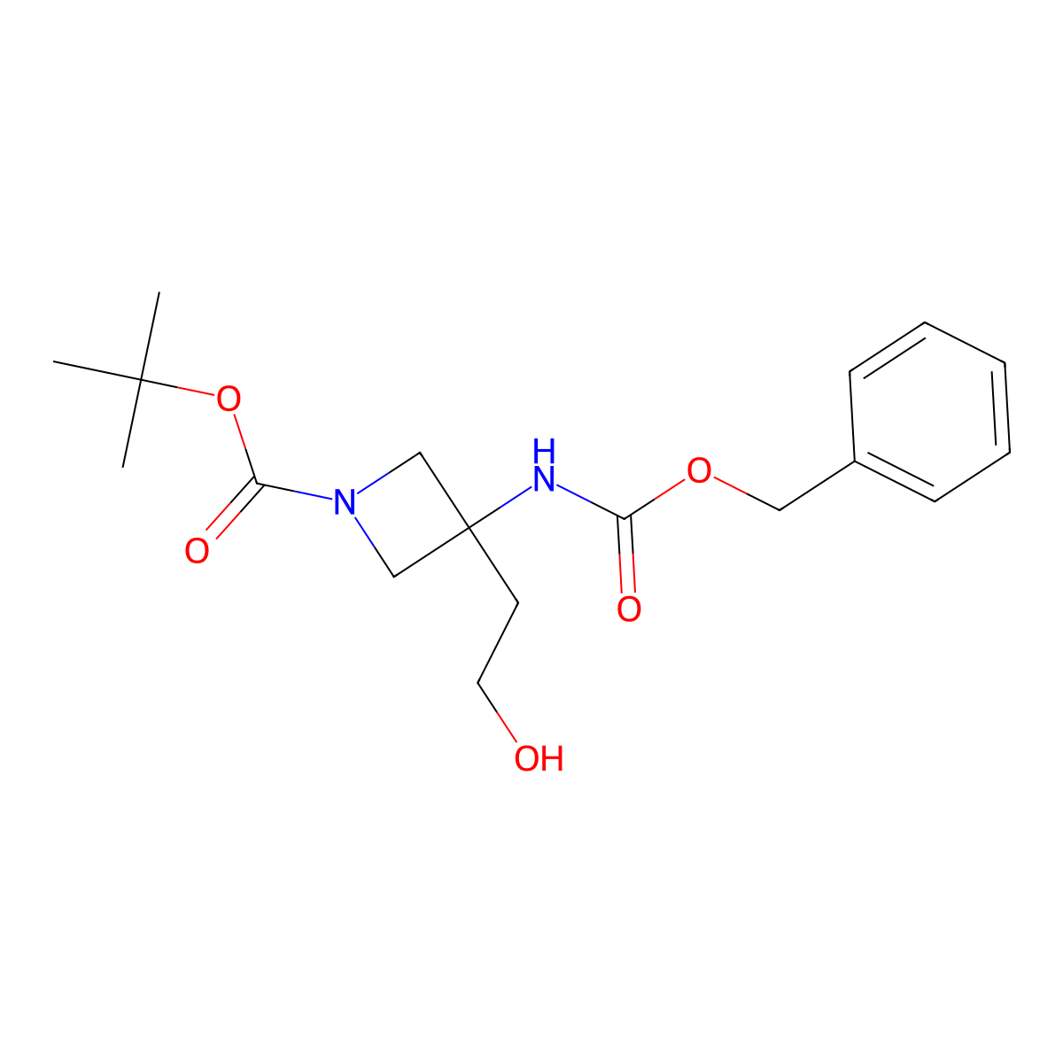 Tert-butyl 3-{[(benzyloxy)carbonyl]amino}-3-(2-hydroxyethyl)azetidine-1-carboxylate molecular structure, CAS 2680684-36-8