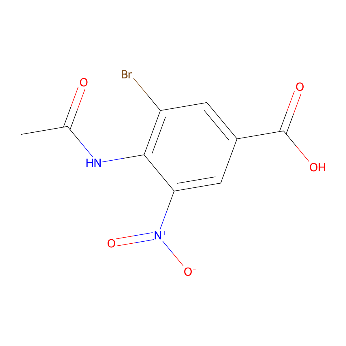 3-Bromo-4-acetamido-5-nitrobenzoic acid molecular structure, CAS 2680684-37-9