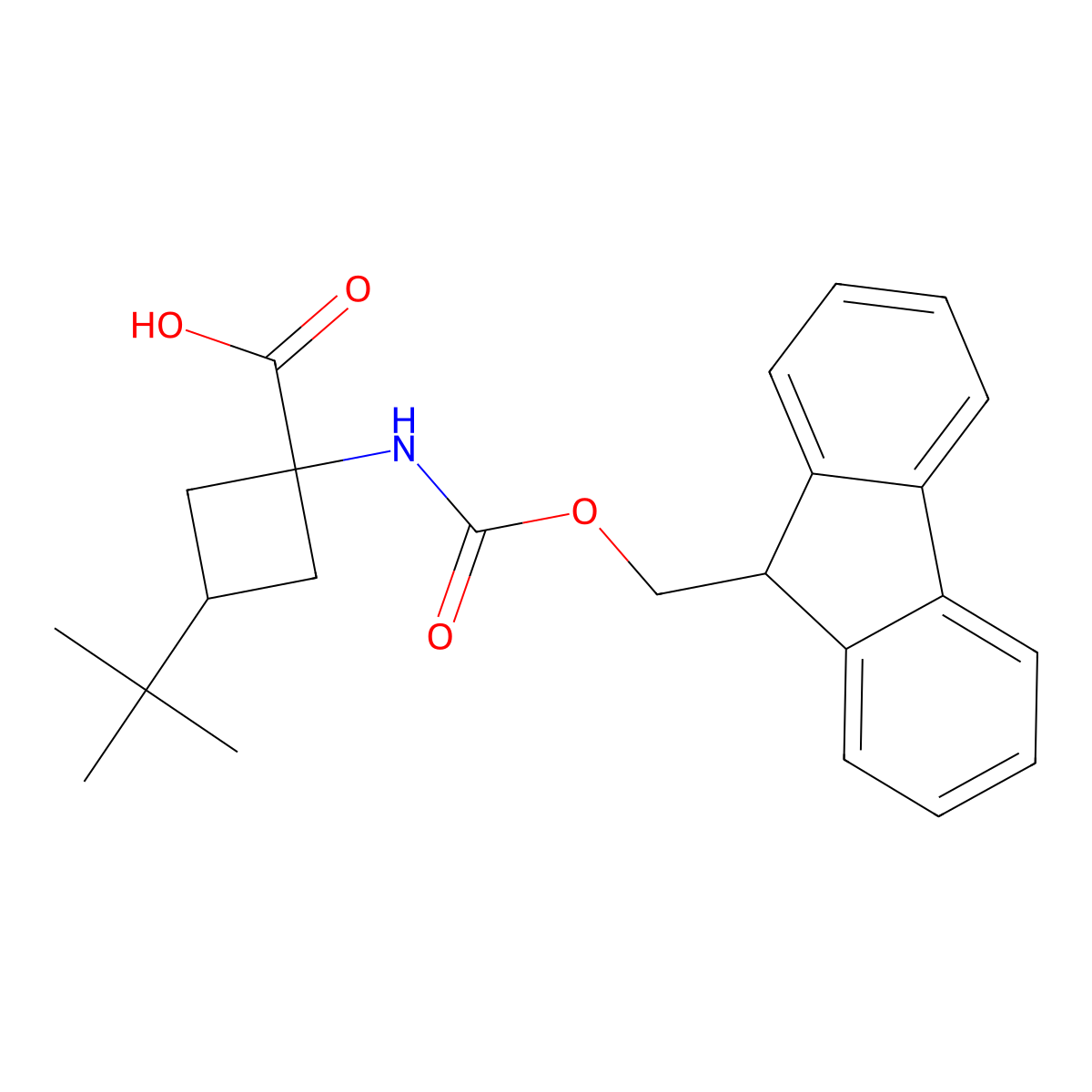 3-tert-butyl-1-({[(9H-fluoren-9-yl)methoxy]carbonyl}amino)cyclobutane-1-carboxylic acid molecular structure, CAS 2680684-41-5