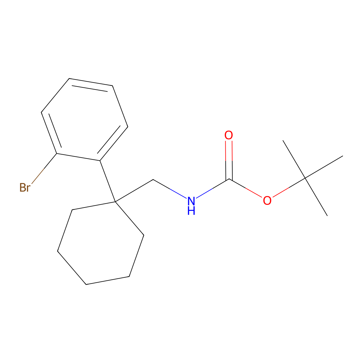 tert-butyl N-{[1-(2-bromophenyl)cyclohexyl]methyl}carbamate molecular structure, CAS 2680684-43-7