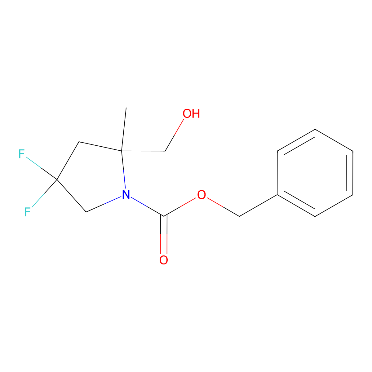Benzyl 4,4-difluoro-2-(hydroxymethyl)-2-methylpyrrolidine-1-carboxylate molecular structure, CAS 2680684-45-9