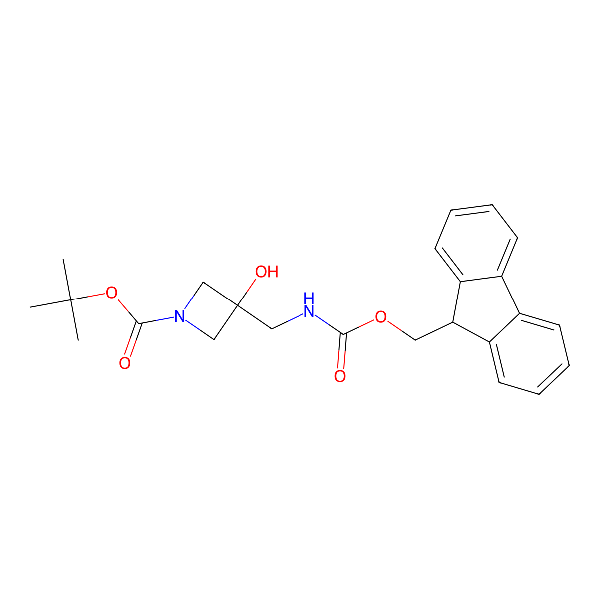 tert-butyl 3-[({[(9H-fluoren-9-yl)methoxy]carbonyl}amino)methyl]-3-hydroxyazetidine-1-carboxylate molecular structure, CAS 2680684-48-2