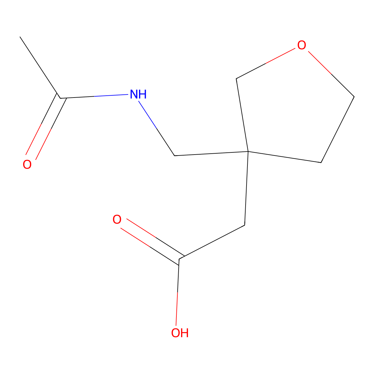 2-[3-(Acetamidomethyl)oxolan-3-yl]acetic acid molecular structure, CAS 2680684-54-0